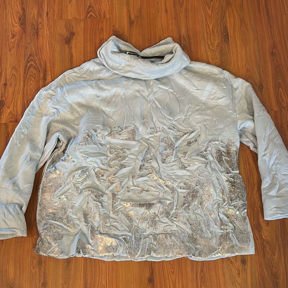 Pier Antonio Gaspari made in Italy blue oversized sweatshirt fleece inside silve